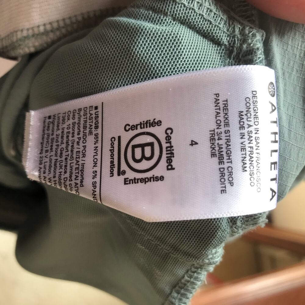 Athleta Trekkie Straight Crop Sea Foam Green Pull On Hiking Pants Women’s Size 4 - Picture 7 of 7